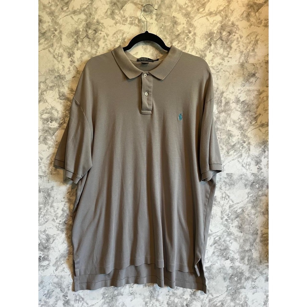 Polo Ralph Lauren Mens XXL Gray Short Sleeve Cotton Polo‎ Shirt Teal Pony Logo